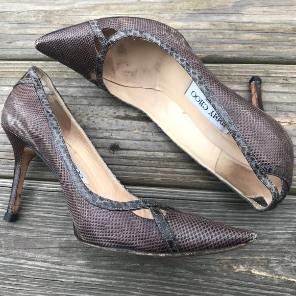 Jimmy Choo Shoes - Jimmy Choo Women Heel Lizard Skin Pumps Heels Shoe